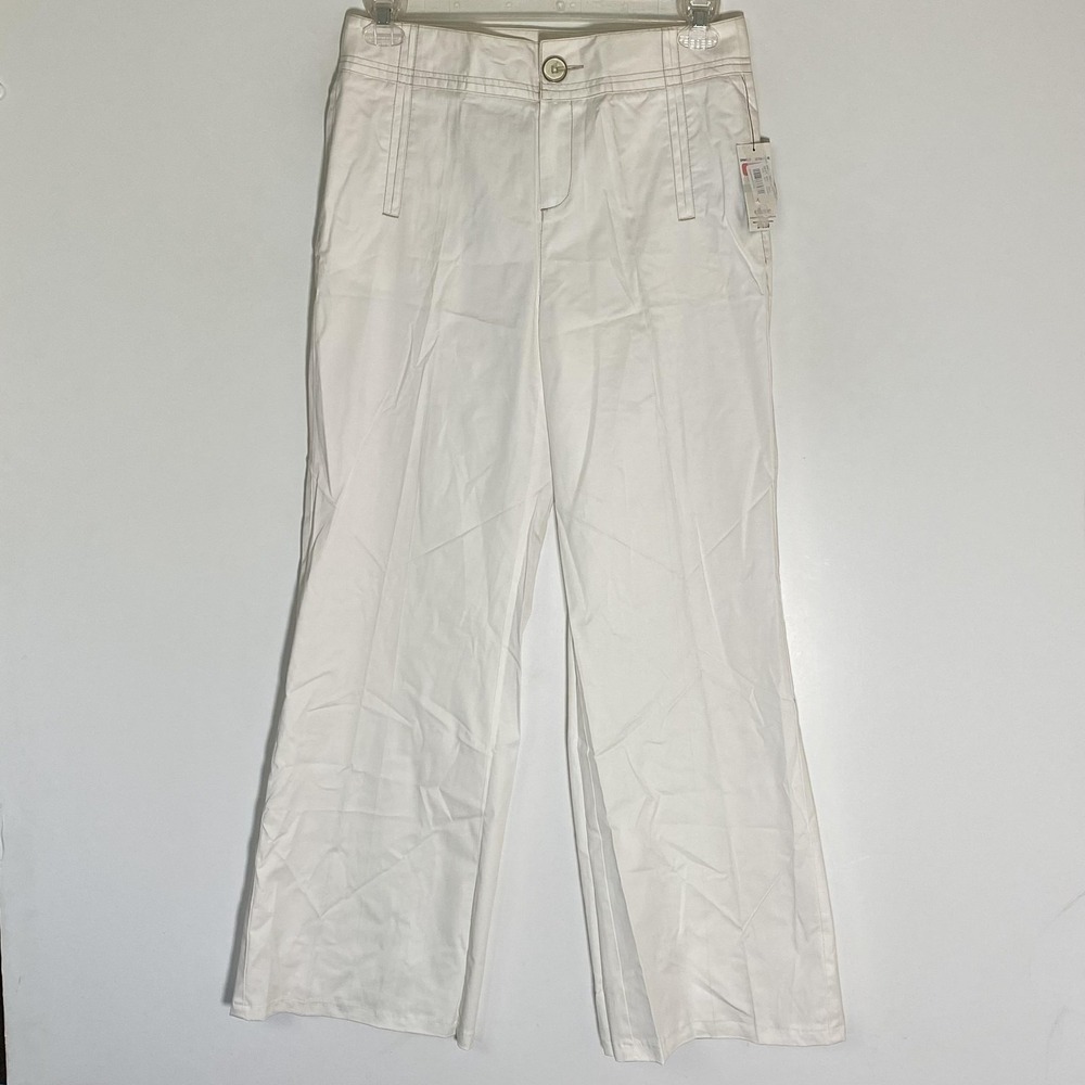 Ellavie Pants Womens 8 White Chino Straight Leg Stretch Twill Casual Pockets‎